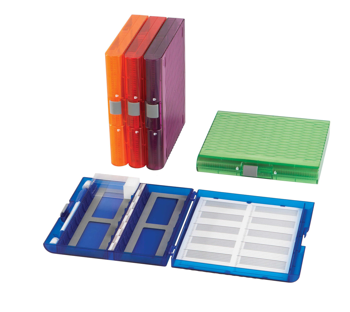 thumbnail image 2 of Uxcell 10-Pack Plastic Microscope Slide Holder Boxes – Each Holds 5 Slides, Rectangle Storage Case 2 of 4