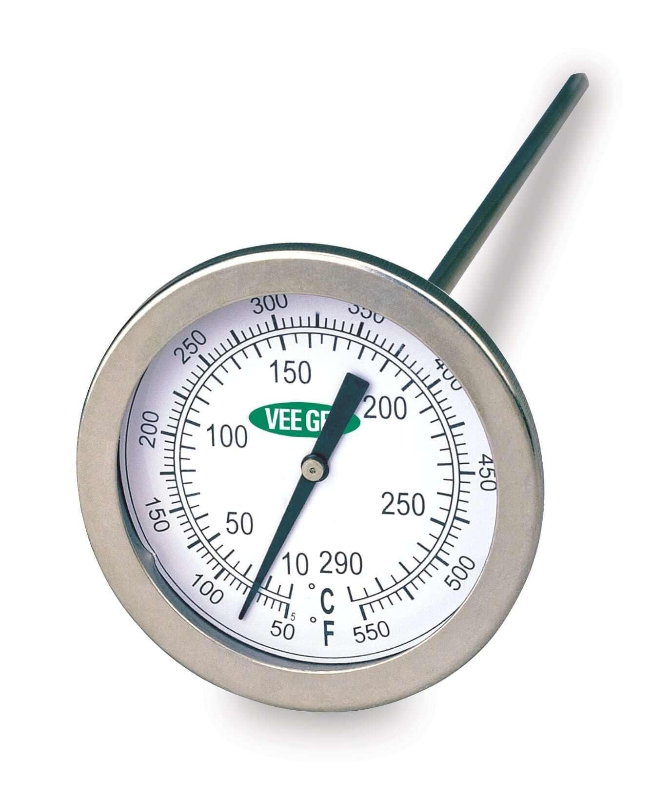 Vee Gee 82550DG Scientific Thermometer with Dial, 50 to 550°F/10 to 290°C, 8 Stem